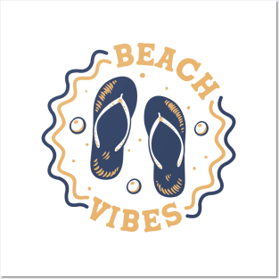 Beach Vibes // Fun Summer Flip Flop Badge Posters and Art